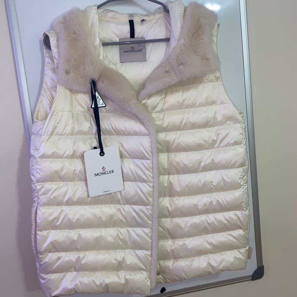 Moncler white mink lined vest size 2